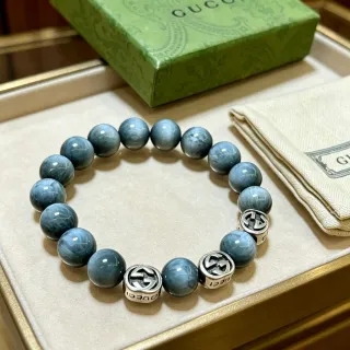 Gucci GG Marmont 蓝色银色串珠玛瑙石手链