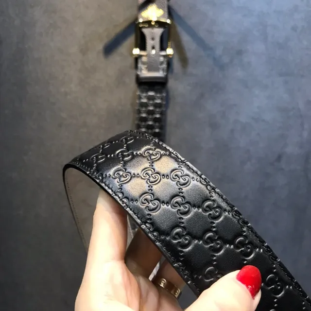 Gucci GG Marmont Cinto de couro preto embossado 7