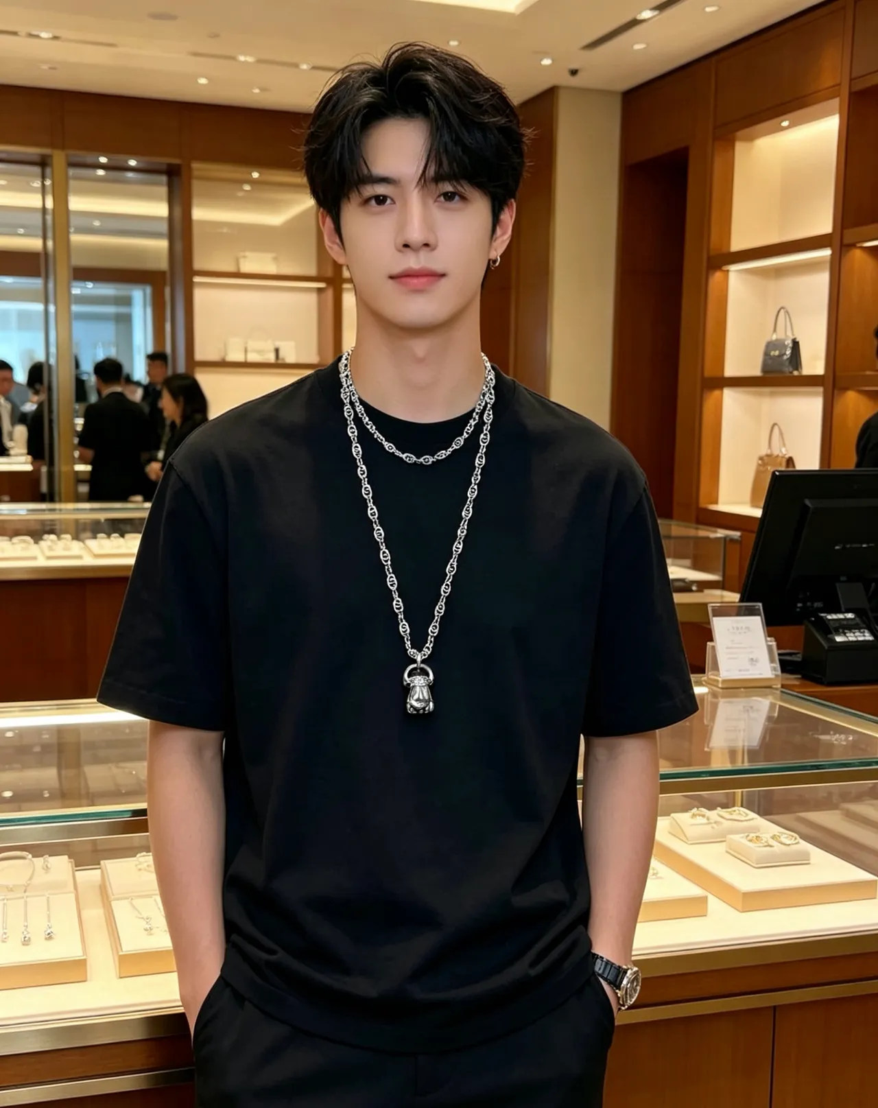 Gucci GG Marmont Fist pendentif ton argenté collier 5