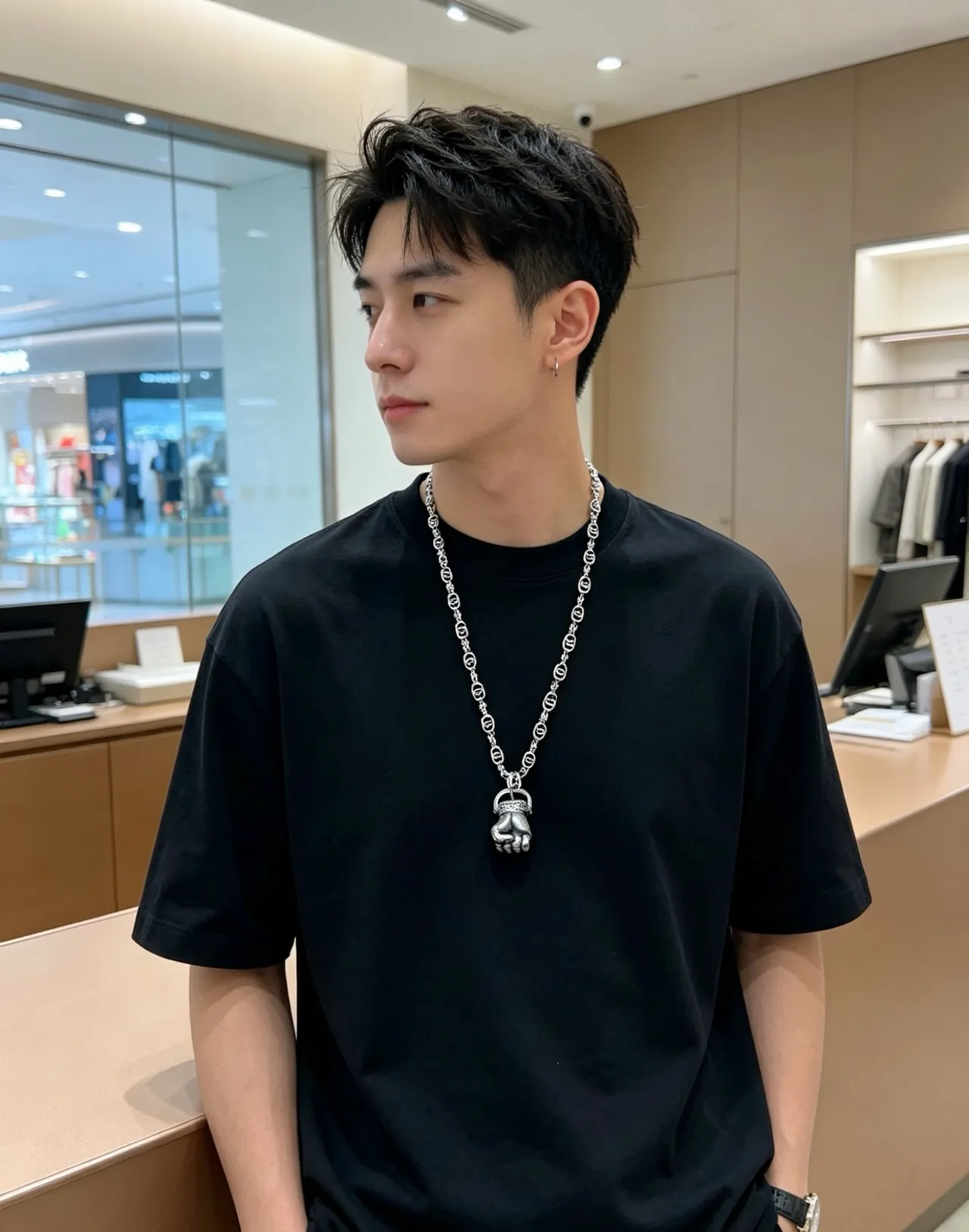Gucci GG Marmont Fist pendentif ton argenté collier 8