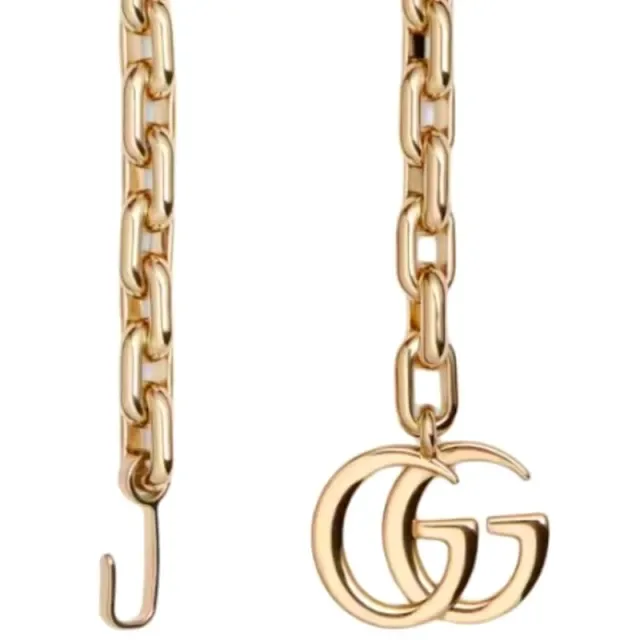 Gucci GG Marmont Chaîne Curb Dorée Pendentif Interlocking Double-G Sac Ceinture de Mode 7
