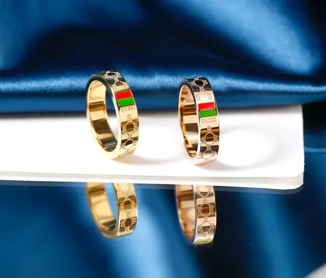 Gucci GG Marmont 金红金属带珐琅网纹条戒指 8