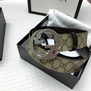 古驰 GG Marmont Interlocking G 扣 米色 印花皮革腰带