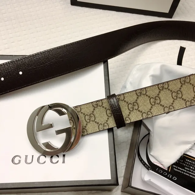 Gucci GG Marmont Interlocking G Buckle Beige Monogram Leather Belt 6