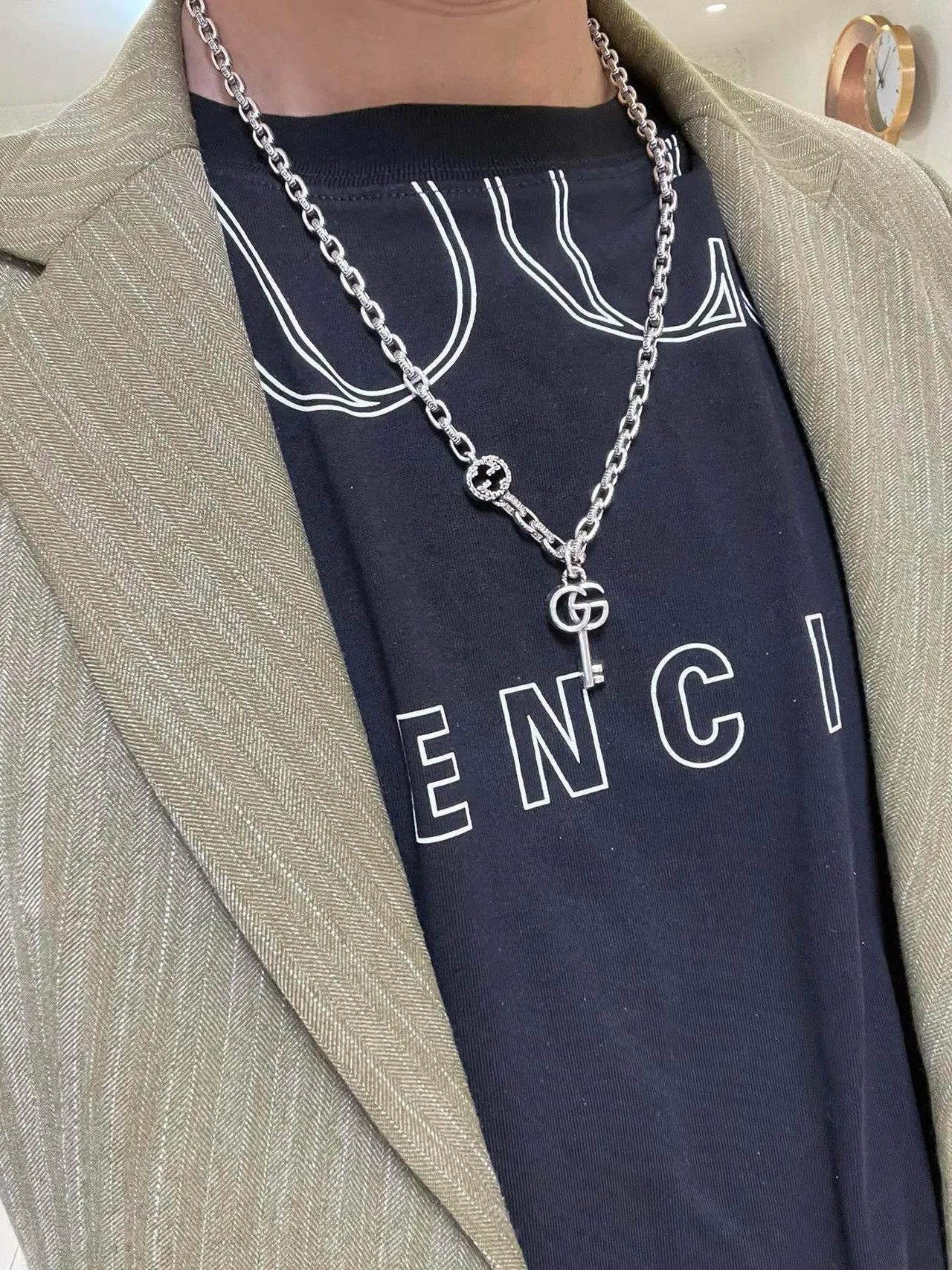 Gucci GG Marmont Interlocking G Key Silver Necklace 5