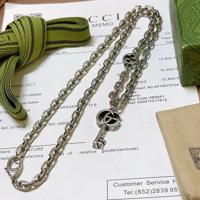 Gucci GG Marmont Interlocking G Key Silver Necklace 6