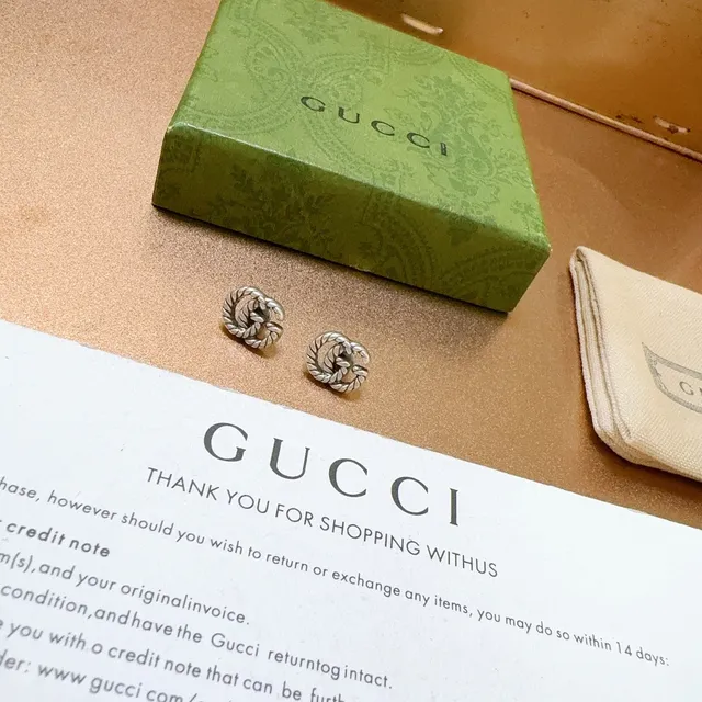 Gucci GG Marmont Twisted Rope Interlocking G Stud Earrings 5