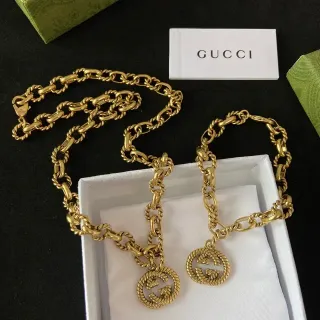 Gucci GG Marmont টুইস্টেড রোপ-লিংক গোল্ড-টোন নেকলেস