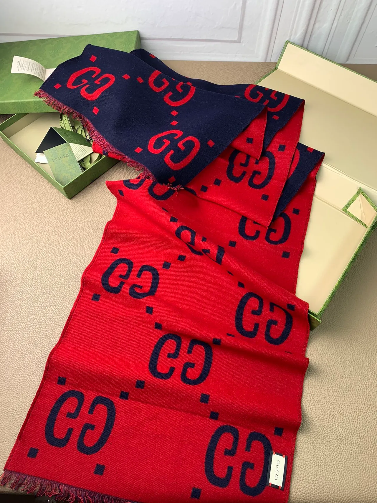 Gucci GG Monogram Double-Faced Cashmere Scarf 7
