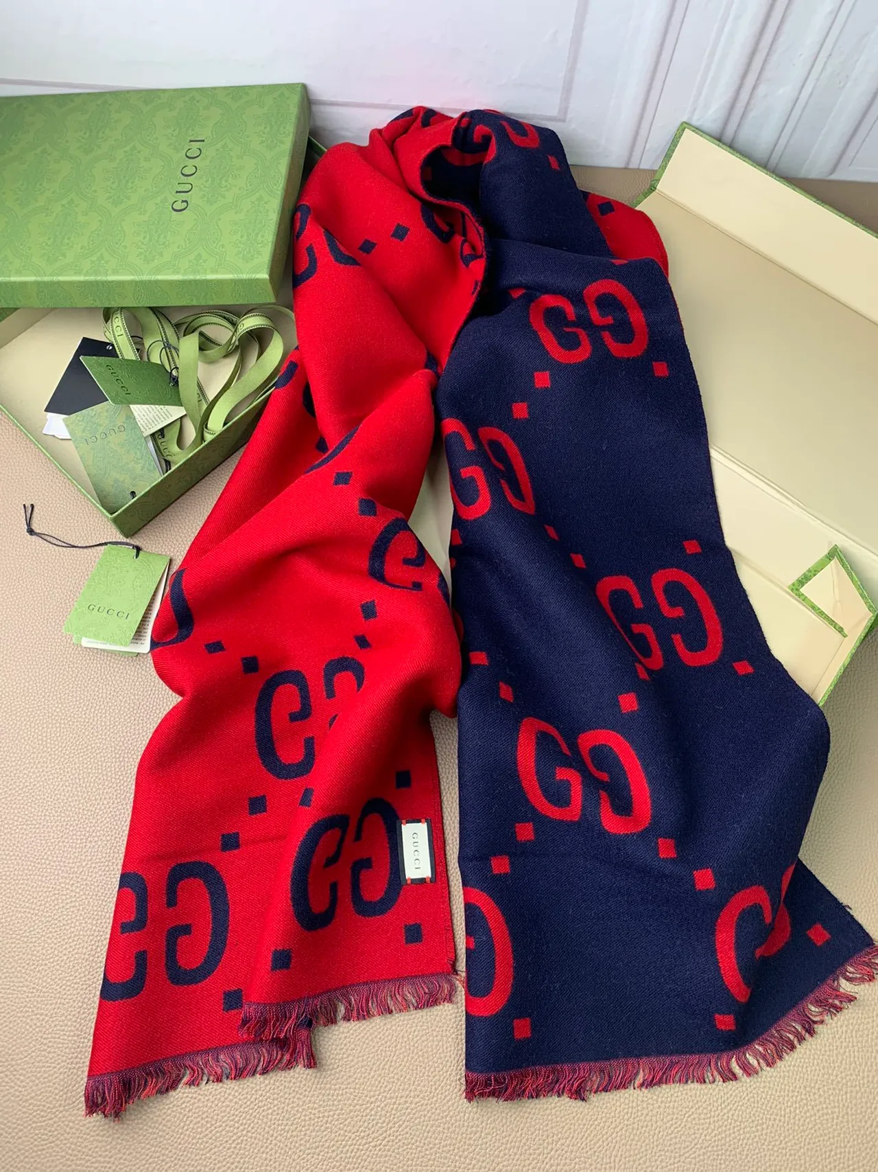 Gucci GG Monogram Double-Faced Cashmere Scarf 8