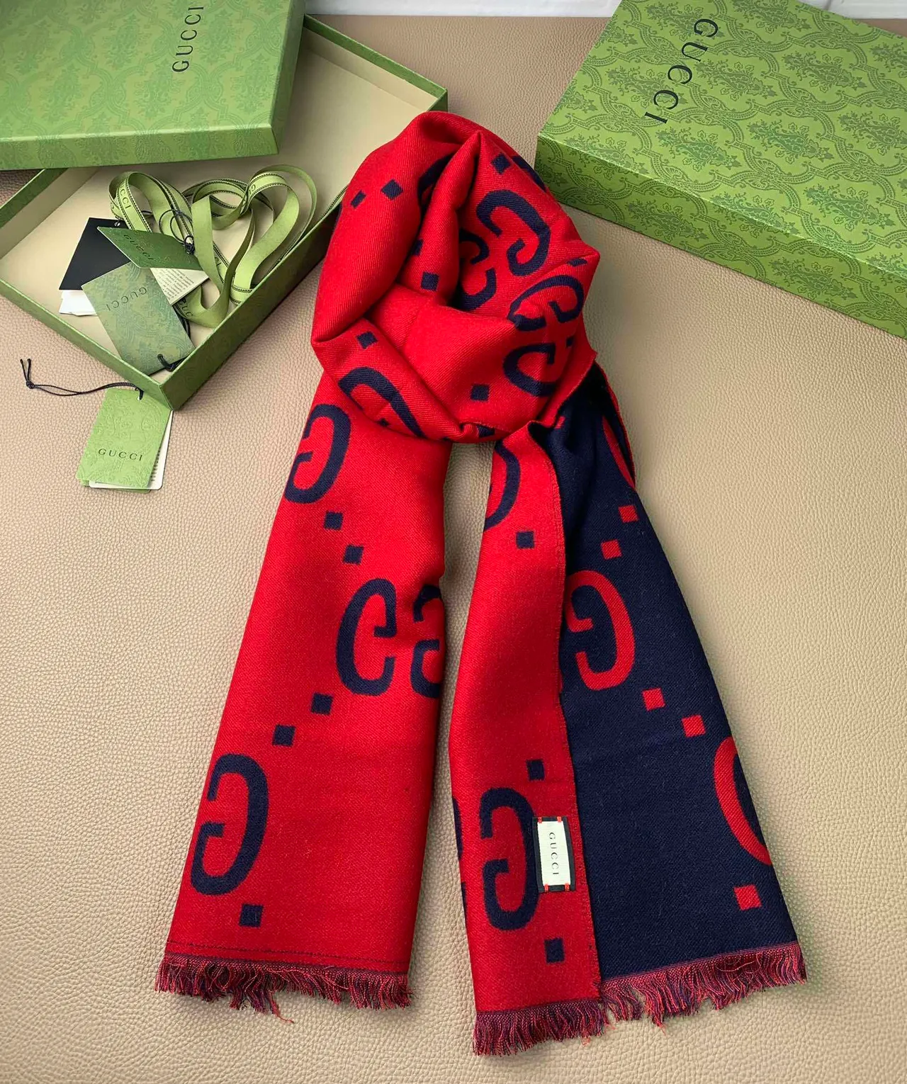 Gucci GG Monogram Double-Faced Cashmere Scarf 9