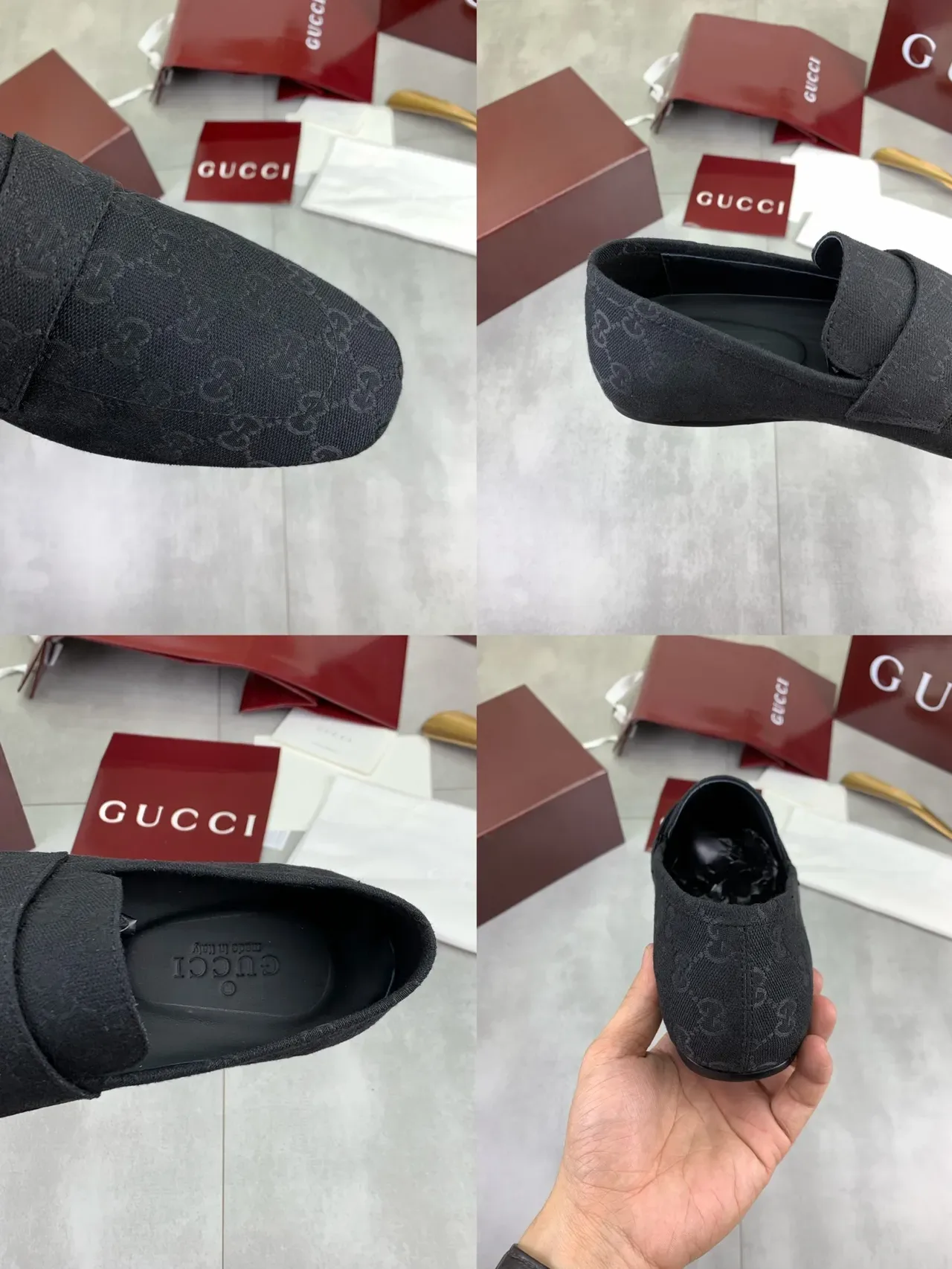 Gucci GG Monogram Jacquard Black Slip-On Loafer 3