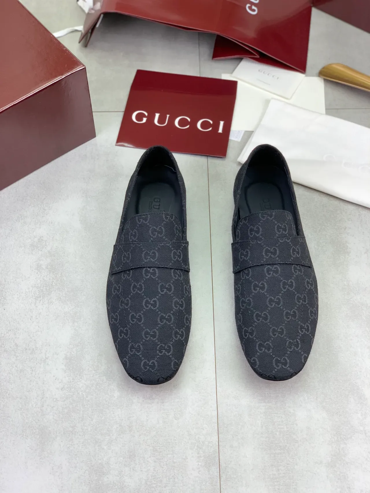 Gucci GG Monogram Jacquard Black Slip-On Loafer 5