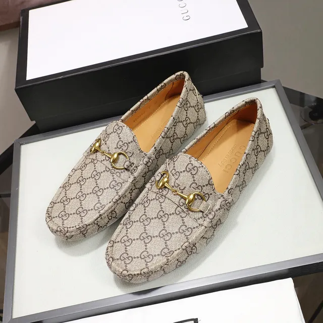 Gucci Horsebit 1955 Beige GG Monogram Loafers 6