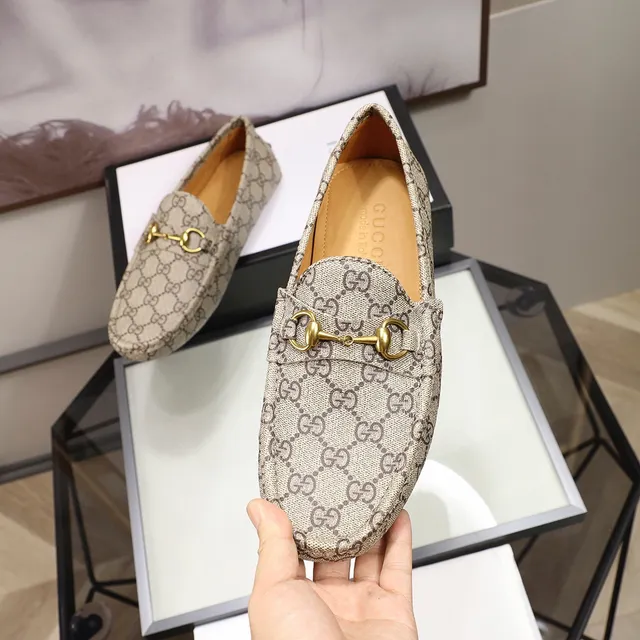 Gucci Horsebit 1955 Beige GG Monogram Loafers 7