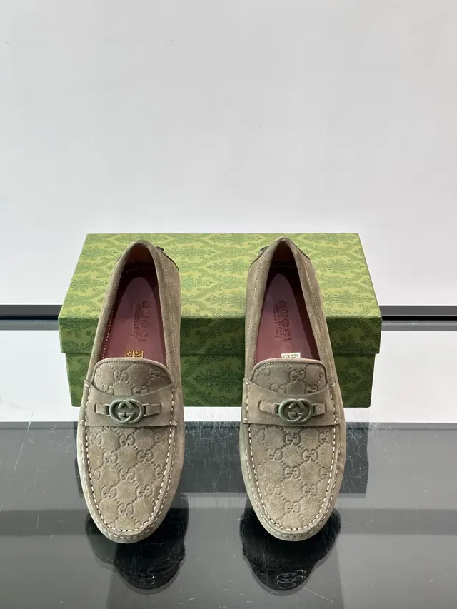 Gucci Horsebit 1955 بيج أخضر ديم مونوغرام لوفر 4