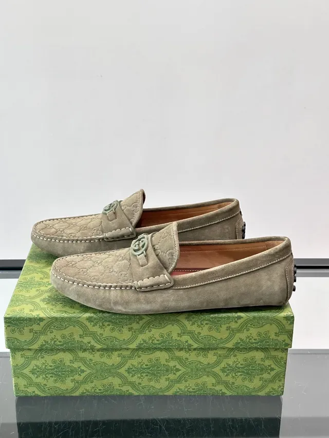 Gucci Horsebit 1955 بيج أخضر ديم مونوغرام لوفر 5