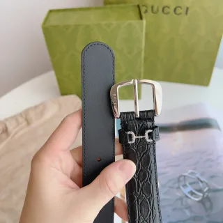Gucci Horsebit 1955 黑色鳄鱼压纹皮带