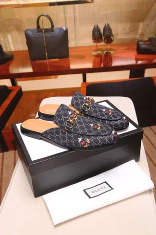 Gucci Horsebit 1955 Black GG Monogram Floral Embroidery Loafers 6