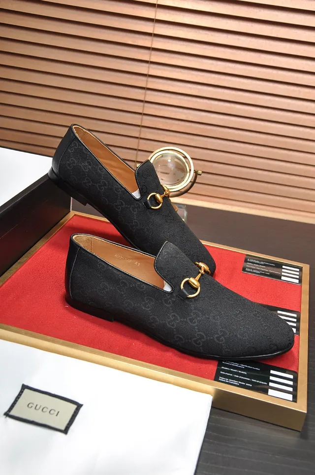 Gucci Horsebit 1955 Black GG Monogram Loafers 5