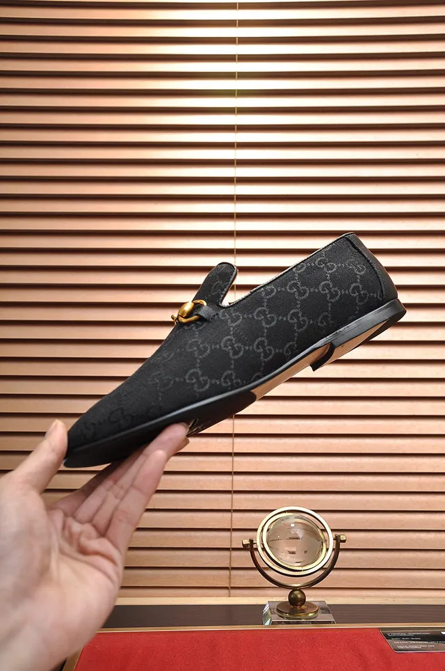 Gucci Horsebit 1955 Black GG Monogram Loafers 6