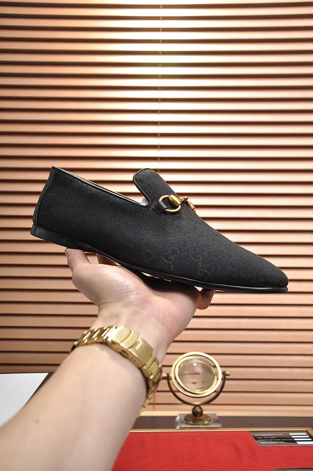 Gucci Horsebit 1955 Black GG Monogram Loafers 7