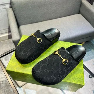 Gucci Horsebit 1955 Black GG Monogram Slipper