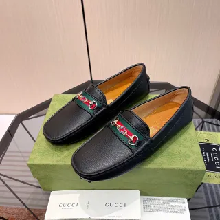 Gucci Horsebit 1955 কালো সবুজ দানাযুক্ত চামড়া বাকল লুফার