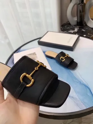 Gucci Horsebit 1955 黑色皮革 Horsebit 扣 拖鞋 6