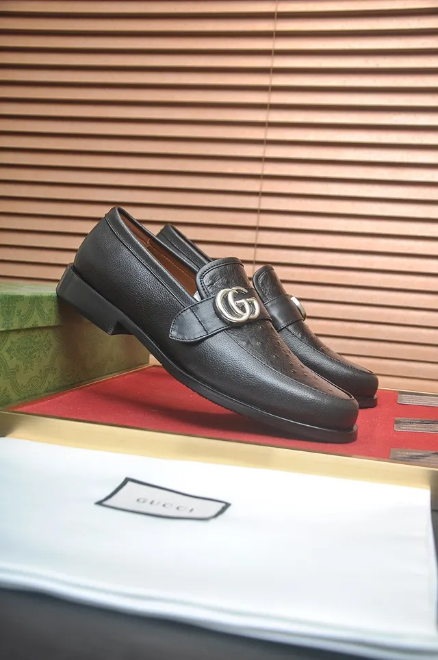 Gucci Horsebit 1955 Black Ostrich-Embossed Leather Loafers 2