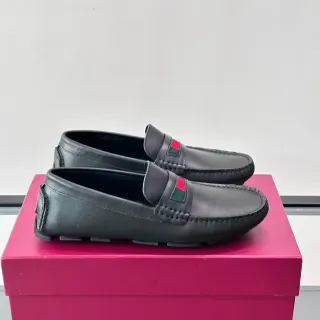Gucci Horsebit 1955 Mocassin Noir Rouge Cuir Sangle Web Rayée