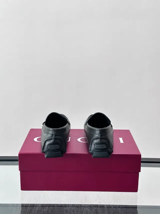 Gucci Horsebit 1955 Mocassin Noir Rouge Cuir Sangle Web Rayée 3