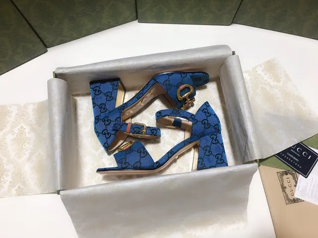 Gucci Horsebit 1955 Blue GG Supreme قماش بومبس 8