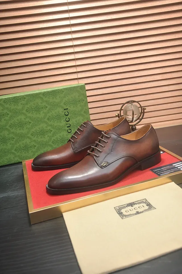 Gucci Horsebit 1955 Brown Beige Polished Leather Cap Toe Oxford Shoes 4