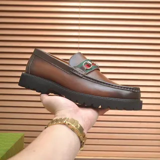 Gucci Horsebit 1955 棕黑皮革扣环乐福鞋
