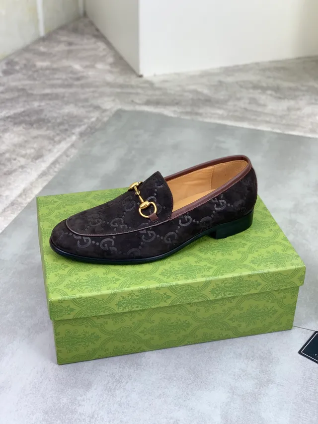 Gucci Horsebit 1955 Brown GG Monogram Suede Loafers 5