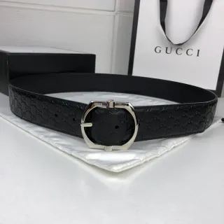 Gucci Horsebit 1955 Embossed GG Black Leather Belt