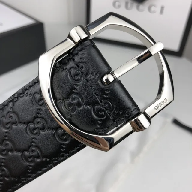 Gucci Horsebit 1955 Embossed GG Black Leather Belt 7
