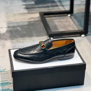 Gucci Horsebit 1955 Embossed GG Black Leather Loafer