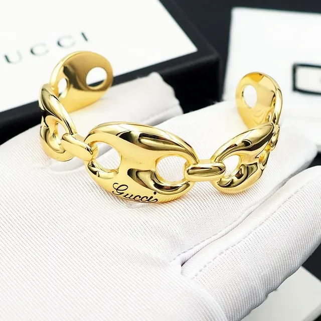 Gucci Horsebit 1955 Bracelet Manchette Maillons Ovales Or 3