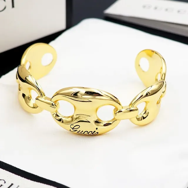 Gucci Horsebit 1955 Bracelet Manchette Maillons Ovales Or 5