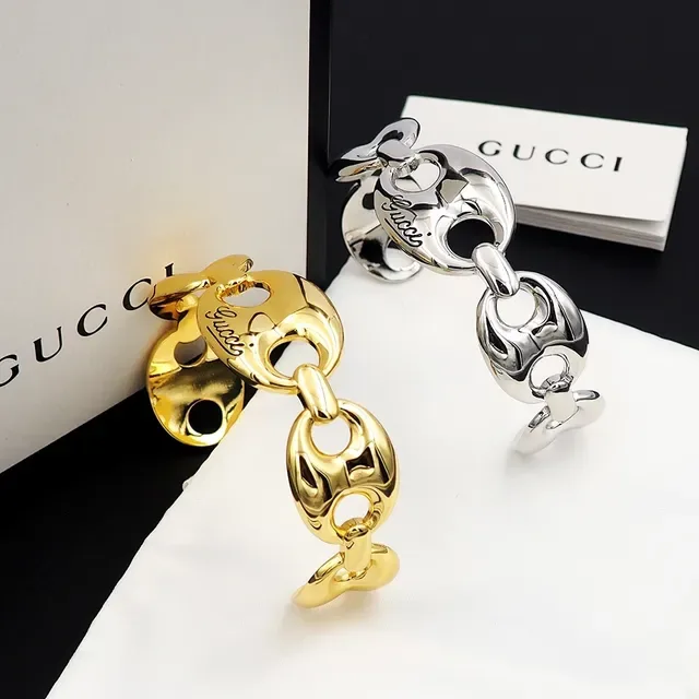 Gucci Horsebit 1955 Bracelet Manchette Maillons Ovales Or 6