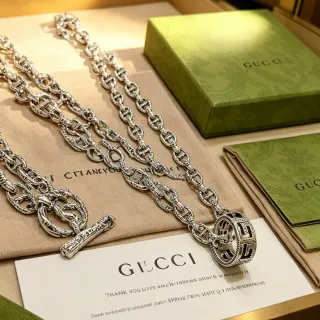 Gucci Horsebit 1955 Interlocking G-Link Silver-Tone Necklace