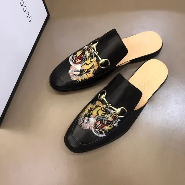 Gucci Horsebit 1955 Tiger Embroidery Black Leather Loafers 6