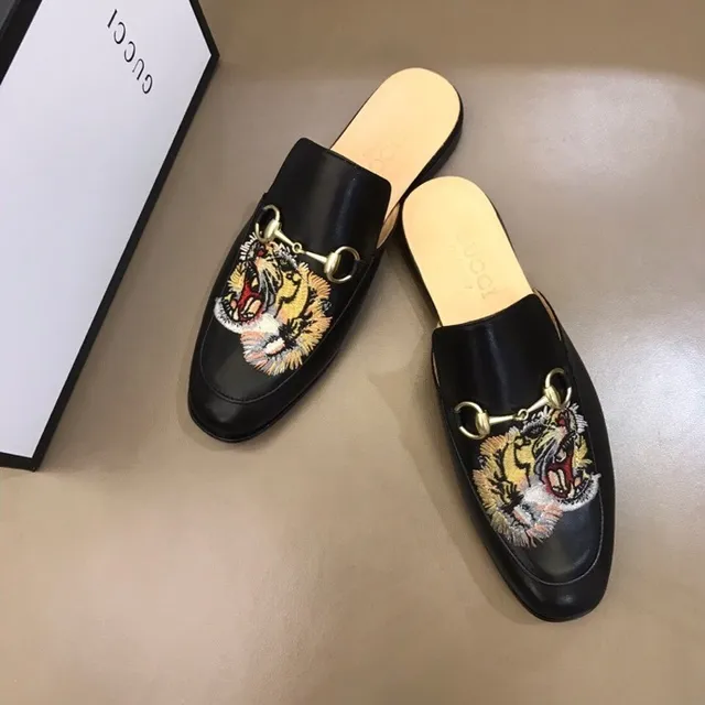 Gucci Horsebit 1955 Tiger Embroidery Black Leather Loafers 8