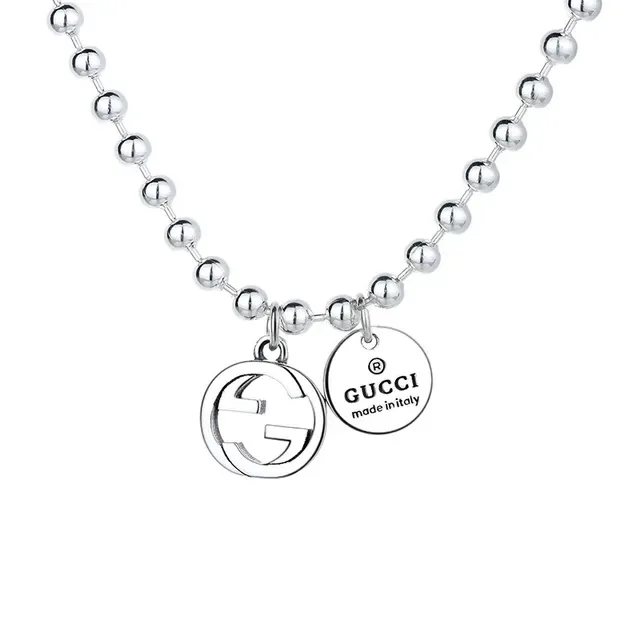 Gucci Interlocking G Silver Ball Chain Necklace 4
