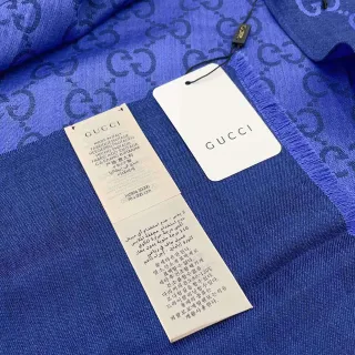 Foulard de soie bleu jacquard Gucci Monogram
