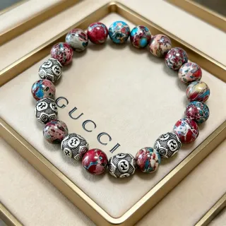 Gucci Pulsera de Piedras Marmoreadas Multicolor y Perlas Interlocking G