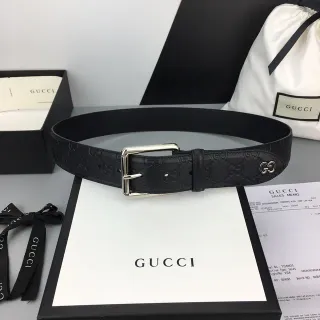 Gucci Ophidia Embossed GG Monogram Cinto de couro preto