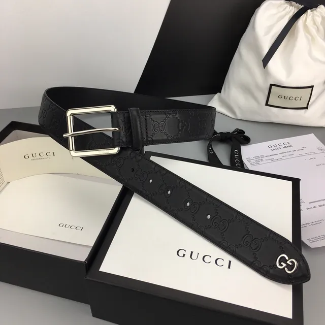 Gucci Ophidia Embossed GG Monogram Cinto de couro preto 2